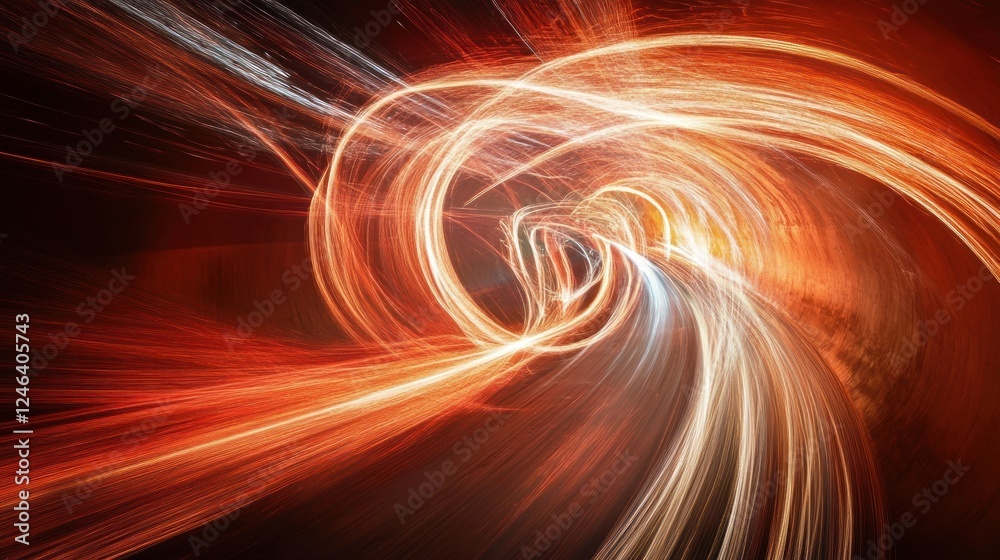 Leinwandbilder abstract representation of light trails creating dynamic motion in a tunnel.