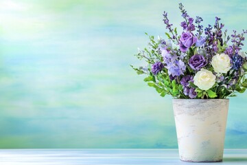 Beautiful Purple Floral Arrangement in Ceramic Vase for Home Decor