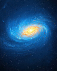 Obraz premium stunning spiral galaxy with vibrant blue and orange hues, showcasing cosmic beauty