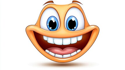 Bright and Cheerful Cartoon Smiley Face with Big Eyes and Grin