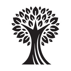 Simple Black and White Silhouette of a Tree