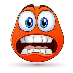 Cartoon Face with Big Eyes and Open Mouth Showing Fear Expression