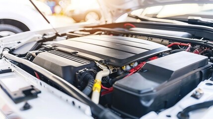 the view of someone repairing a car