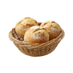 Freshly baked bread rolls in woven basket, perfect for any meal. golden crust and soft interior make them ideal addition to your dining experience