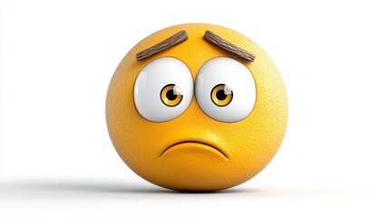 Sad emoji face with large eyes and raised eyebrows emotional expression