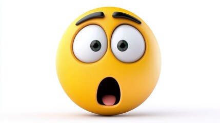 Fototapeta premium Surprised Yellow Emoji Character with Wide Eyes and Open Mouth