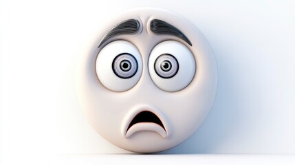Fototapeta premium Surprised Face with Wide Eyes and Furrowed Brows in 3D Style