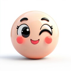 Fototapeta premium Cute cartoon smiley face with joyful expression and rosy cheeks