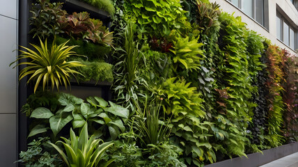 wall with green plants, ai generated