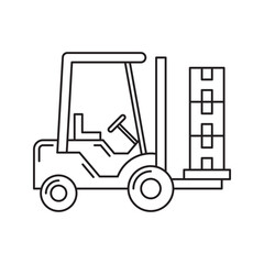 Forklift Vehicle for Goods Distribution Process Line Icon