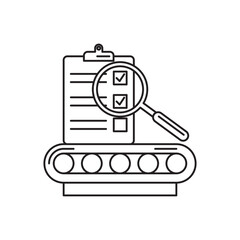 Quality Control of Manufacturing Industry with Checklist Symbol Line Icon