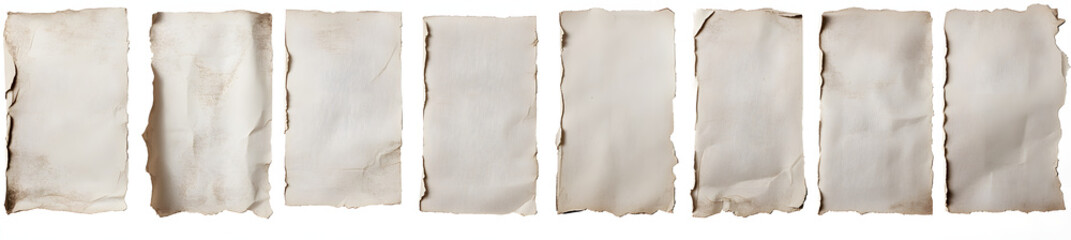 Obraz premium Set of old papers with torn edges, isolated on a white background