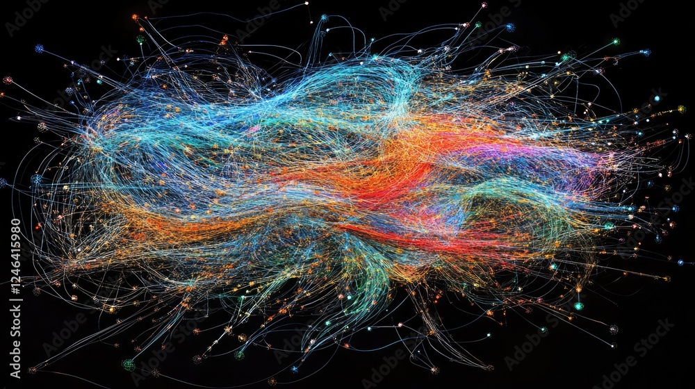 Poster abstract d visualization of global networking with digital connections.