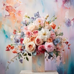 the AI Image Generator, Elegant Floral Arrangement with Pastel Colors