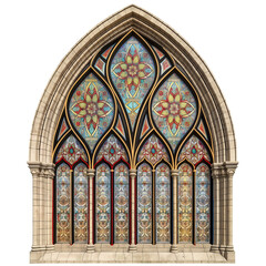 Fototapeta premium stained glass window in church isolated on transparent background Remove png, Clipping Path, pen tool