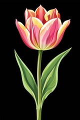 Naklejka premium the AI Image Generator, Elegant Pink and White Tulip Bloom o