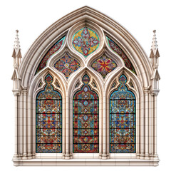 Fototapeta premium stained glass window in church isolated on transparent background Remove png, Clipping Path, pen tool