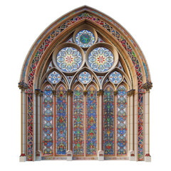 stained glass window in church isolated on transparent background Remove png, Clipping Path, pen tool