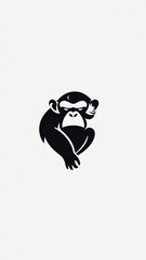 Fototapeta premium Chimpanzee or Simpanse minimalist icon logo.