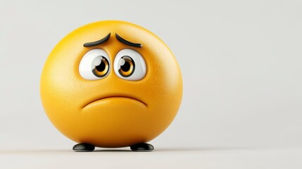Sad Cartoon Emoji Character with Big Eyes and Frown Expression