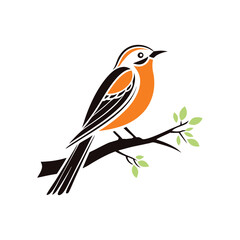Stylized Bird on Branch Vector Illustration