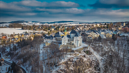 Stadt Wolkenstein im Erzgebirge im Winter