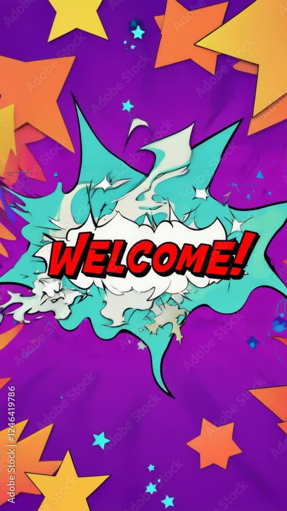 Poster a cartoon image of a big explosion with the words 