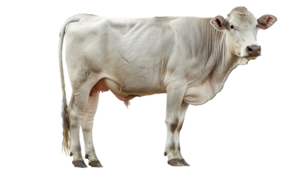 Resilient Brahman cattle in grey or red ideal for warm regions isolated on transparent background