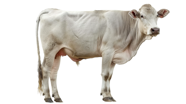 Resilient Brahman cattle in grey or red ideal for warm regions isolated on transparent background