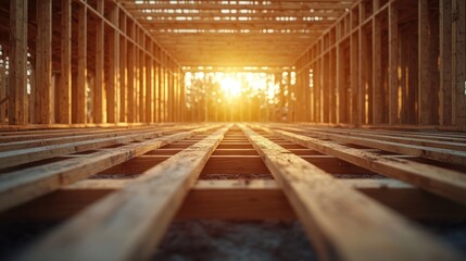 Obraz premium New home construction, wooden frame.