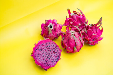 Pitaya fruit or red dragon fruit is red in color