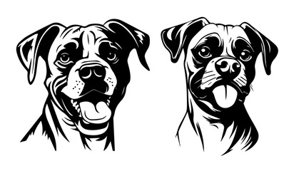 dog portraits black vector silhouette illustration