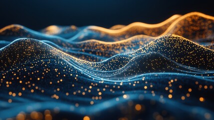 Glowing Waves of Light in Dark Background Creating Mystical Atmosphere