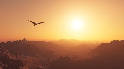 Fototapeta premium Sunset Flight Over Majestic Desert Mountains