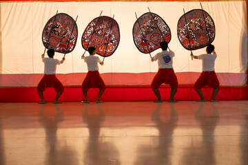 Traditional Shadow Puppet Performance on Stage
