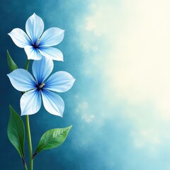 Fototapeta premium Soft blue watercolour blooms in a quiet corner, watercolourstyle, softfocus