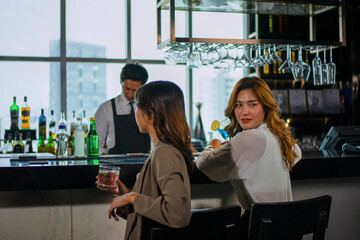 People hang out and hotel bar.