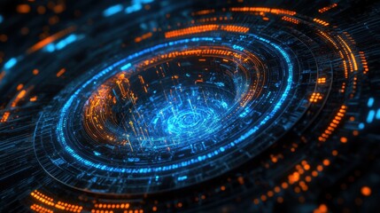 A cyber-safe economy powered by blockchain, represented by a glowing digital financial network.