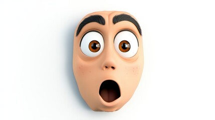 Fototapeta premium Surprised Cartoon Character with Wide Eyes and Open Mouth Expression