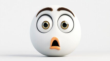 Surprised Cartoon Face with Big Eyes and Open Mouth Expression
