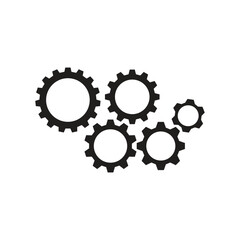 Gear set template. Black gear wheel icons on white background, stock vector