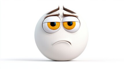 Fototapeta premium Sad cartoon face with expressive eyes and neutral background