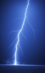 A cold, icy white-blue lightning bolt flashing across a dark, frozen sky, evoking a chilling winter storm.
