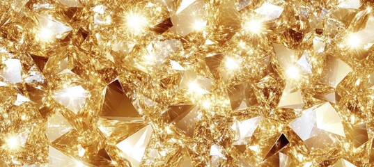 Dynamic Luminous Gold Composition Seamless Geometric Pattern of Bright Yellow Foil with Sharp Edges