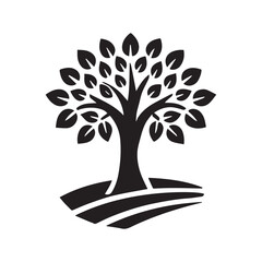 Simple Black and White Silhouette of a Tree