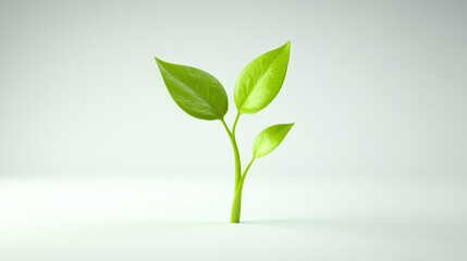 Fototapeta premium Fresh Green Plant Growing in Minimalist Setting for Natural Concepts