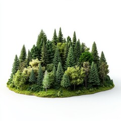 Fototapeta premium Lush Green Island of Diverse Trees and Shrubs in Natural Environment