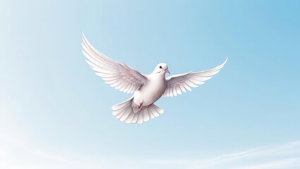 Obraz premium Christ prayer eternity. 1. A graceful white dove soars against a serene blue sky, symbolizing peace and freedom.