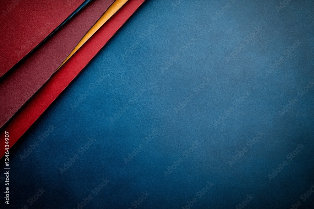 Leinwandbilder dynamic layout of abstract geometric shapes in striking blue, red, and yellow tones, featuring textu