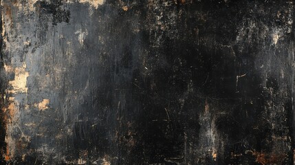 Fototapeta premium Black and brown wall with clock on aged grunge background featuring dust and scratches